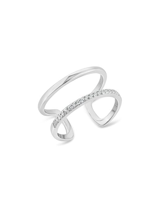 SALLY SKOUFIS Metallic Rythm Ring With Made Cz Diamond Stimulant