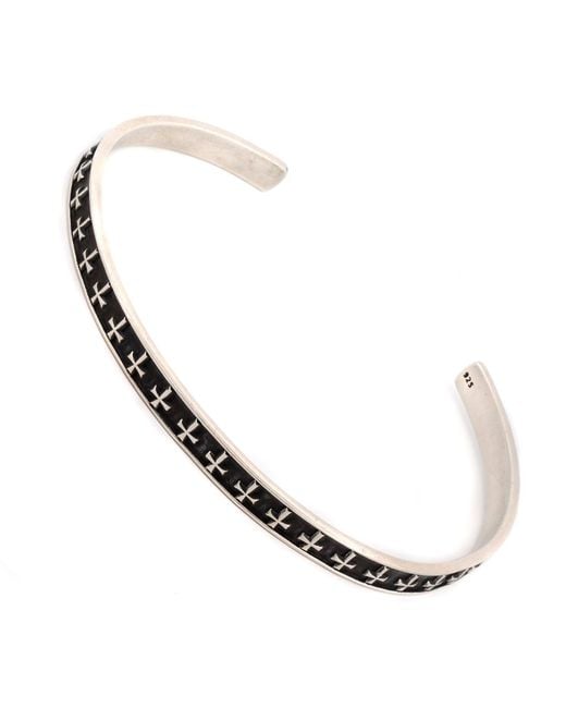 Ebru Jewelry Metallic Sterling Cross Symbol Cuff Bracelet for men
