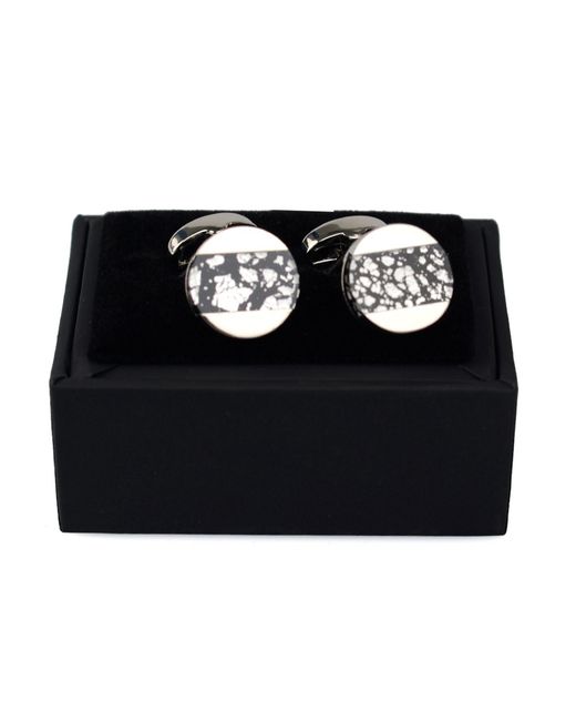 DAVID WEJ Black Circle Vintage Cufflink for men