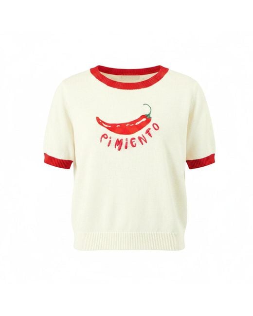 Yumi' White Ivory Chilli Cotton Knitted Top