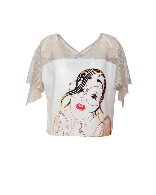 ARTISTA White Faith Printed Top