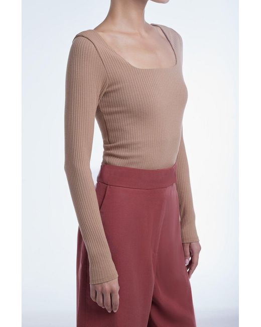 Dāl the Label Blue Ribbed Long Sleeve Bodysuit