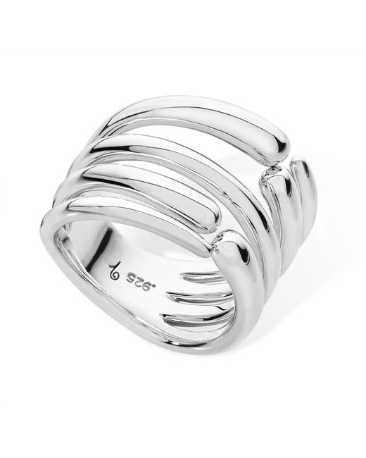 Lucy Quartermaine Metallic Sterling Multi Drop Ring