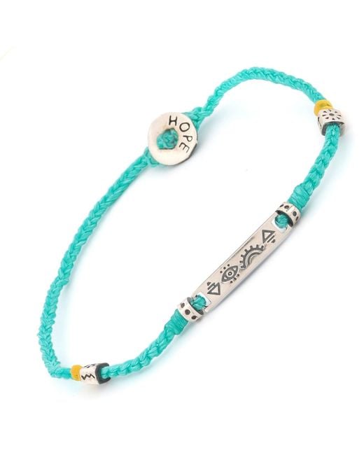 Ebru Jewelry Blue Sterling Spiritual Symbols Woven Hope Braided Bracelet for men
