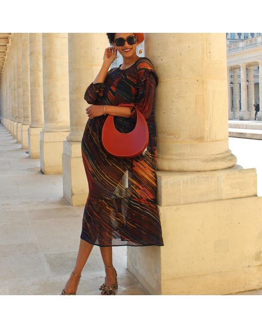 NUMBAT Red Sahara Printed Sheer Midi Dress