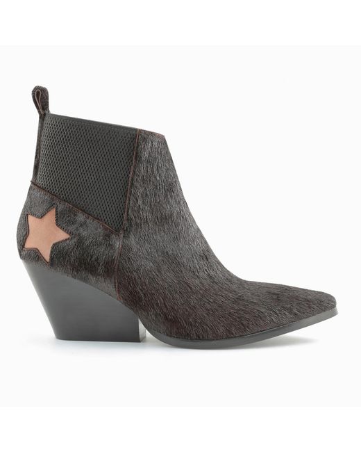 Rosamund Muir London Black Felixa Dark Calf Hair With Star Ankle Boots