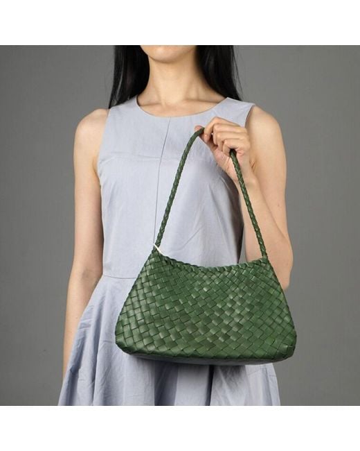 Rimini Green Woven Vegan Leather Sling Bag 'Leontina'