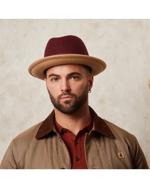 Dasmarca Hats Red Gangstar Burgundy Camel Felt Hat for men