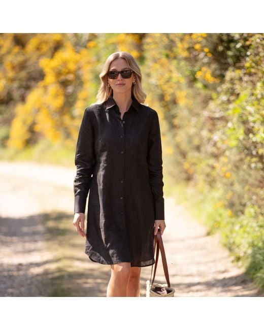 Antra Designs Black The Classic Linen Shirt Dress