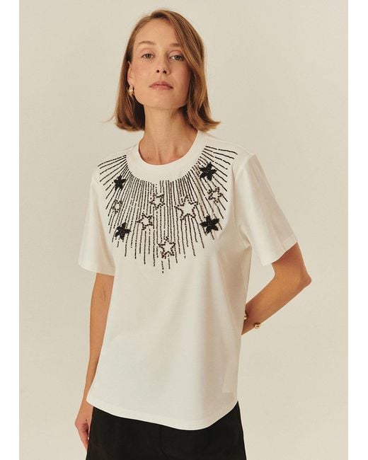 Exquise White Neutrals Alanna Embroidered Tshirt