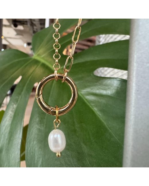 My Little Nature Metallic Freshwater Pearl And Plated Circle Necklace