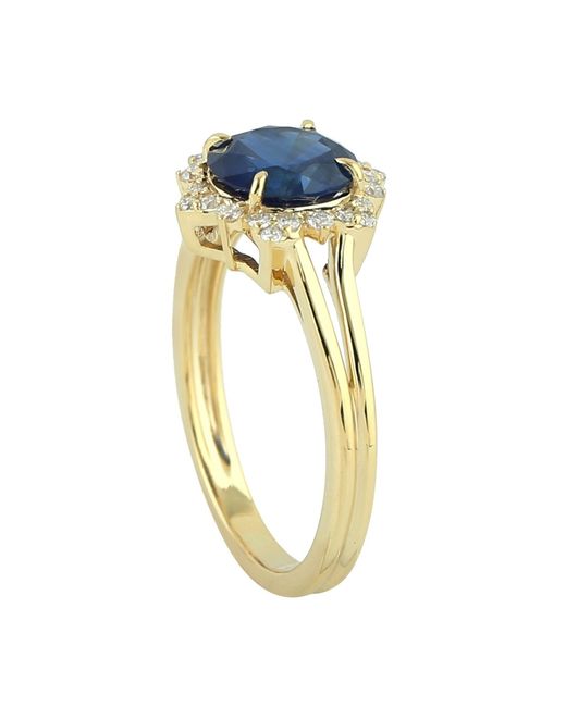 Artisan Blue Sapphire & Diamond Halo Solitaire Ring