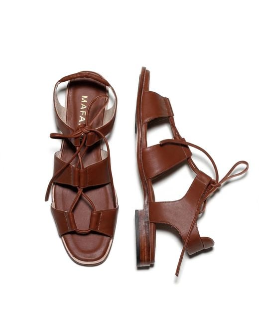 Mafalda Brown Magali Lace-Up Sandals