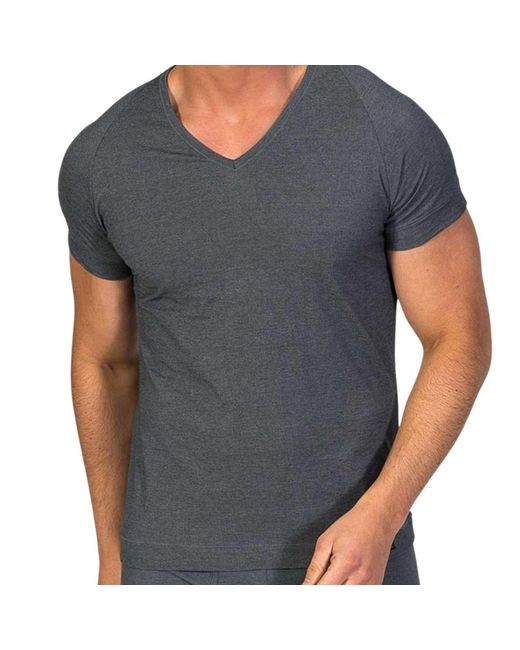 Zd - Zero Defects Blue Ranglan V-Neck T-Shirt for men