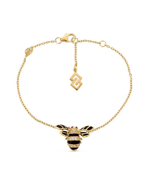 SALLY SKOUFIS Metallic Queen Bee Bracelet With Made Cz Diamond Stimulant & Enamel