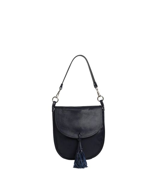 Betsy & Floss Leather Latina Tassel Satchel Handbag In Navy Blue in ...
