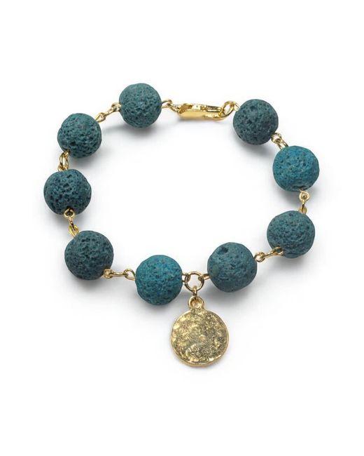 By Virgo Blue Aurelia Lava Stone Beaded Bracelet