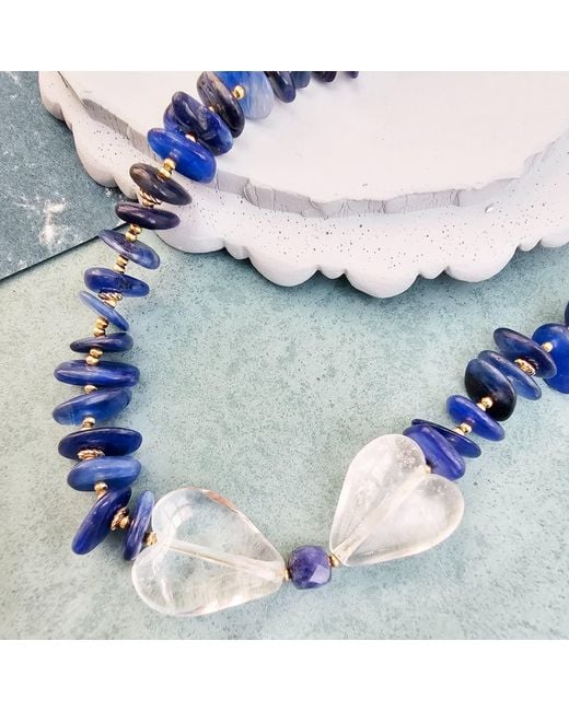Farra Blue Kyanite With Bowknot Quartz Necklace