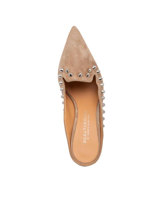 Beautiisoles by Robyn Shreiber Made in Italy Pink Neutrals Georgia Cam Suede Studded Evening Day Wear Mule
