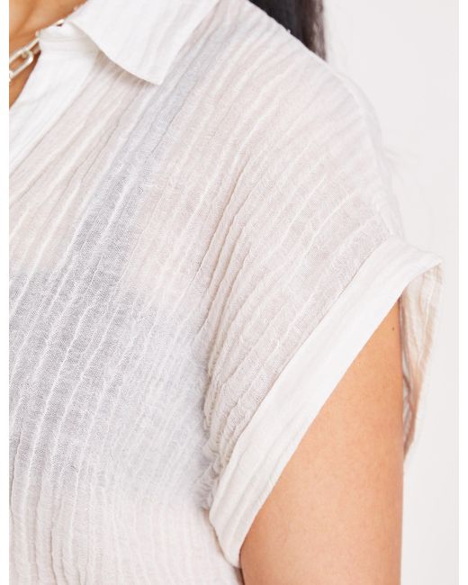 The Summer Edit White Izzy Crinkle Linen Shirt