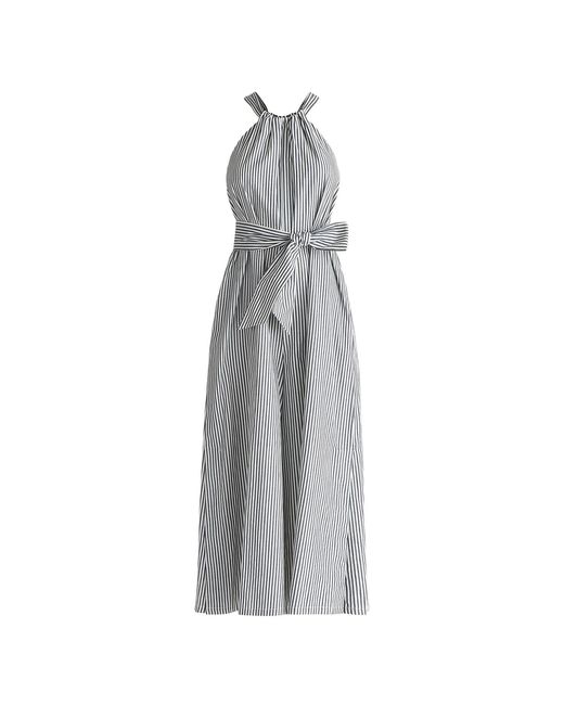 Paisie Gray Striped Halterneck Cotton Jumpsuit