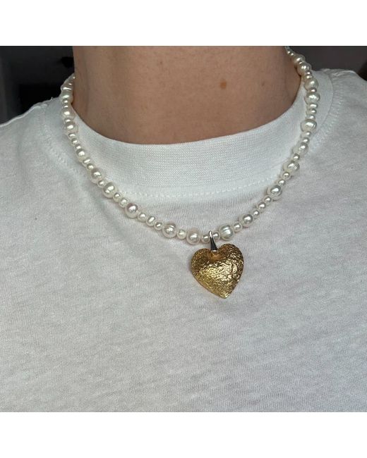 Larsuu Metallic Heart Line Necklace