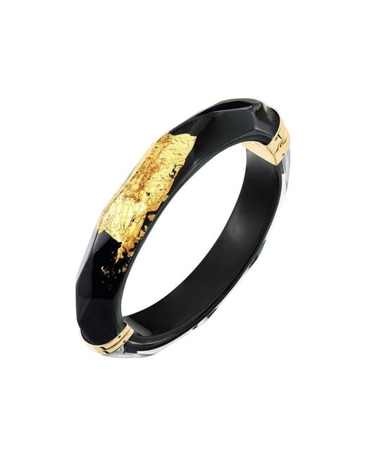 Gold & Honey Black 24K Leaf Lucite Bangle