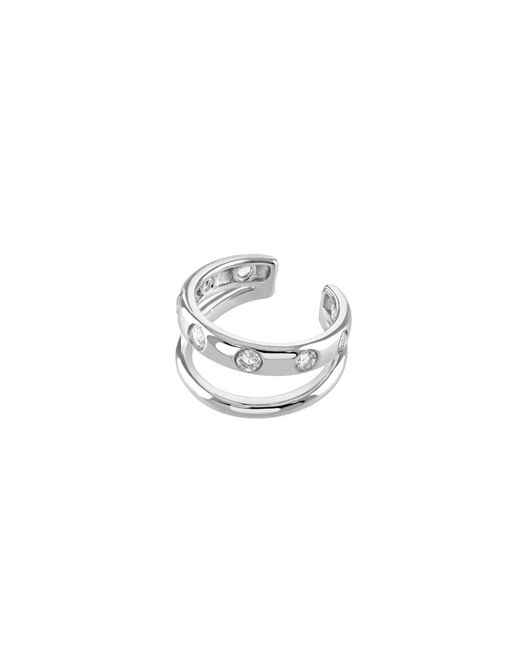 Lucy Quartermaine White Art Deco Double Ear Cuff With Topaz