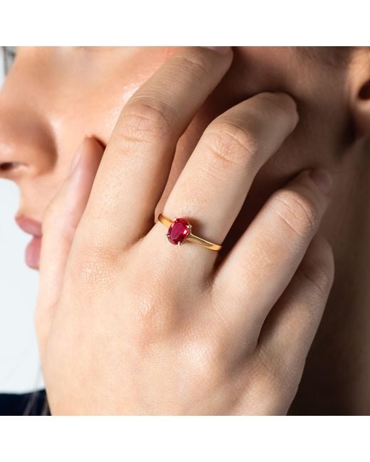 Marteliè Pink Ring With Oval-Cut Synthetic Ruby