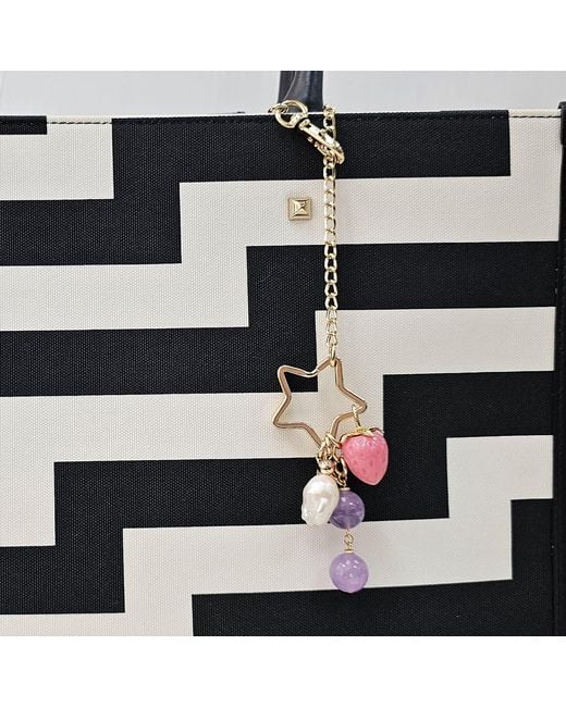 Farra Metallic Star With Strawberry Amethyst And Baroque Pearl Dangle Bag Charm