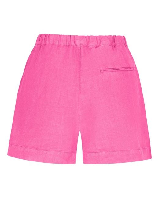 Maison Tangerine Pink Linen Shorts Flamingo For