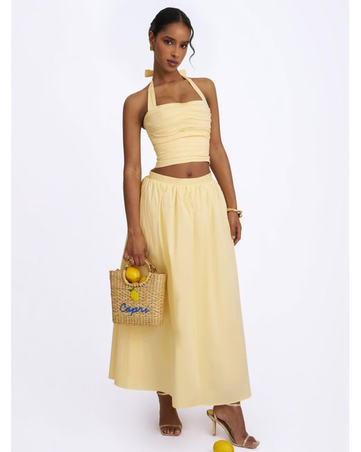 Miss Circle New York White Wina Lemon Cotton Poplin Low-Waisted Maxi Skirt