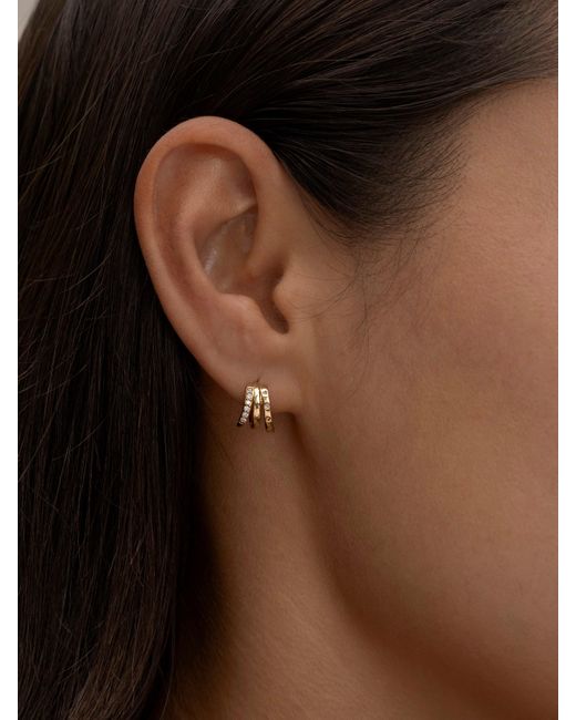 Aaria London Metallic Trinity Huggie Illusion Earrings