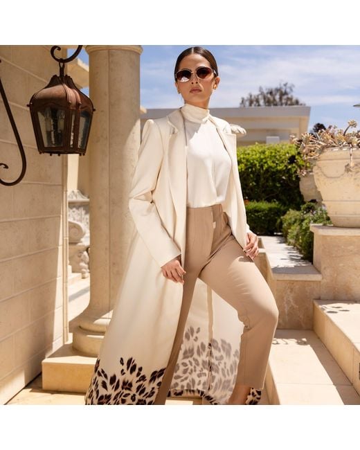 Roqaia Fashion House White Leopard Kaftan