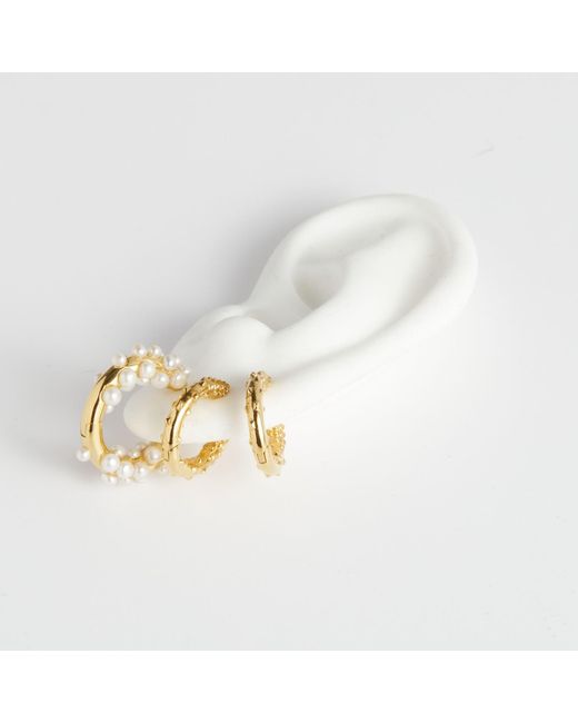Kasun Metallic Pearl Cluster Hoop Earring Vermeil