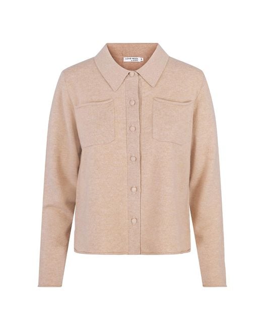 tirillm Natural Neutrals Nadine Short Cardigan With Collar And Pockets, Light Melange