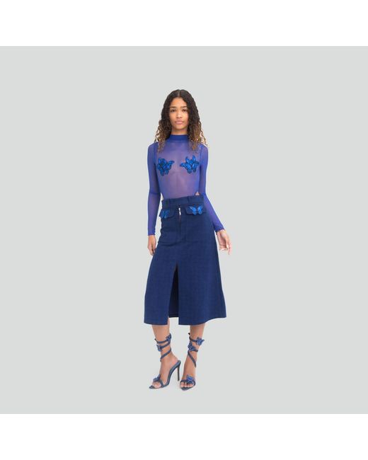 Maui X Lolita Blue Pearl Denim Pencil Skirt