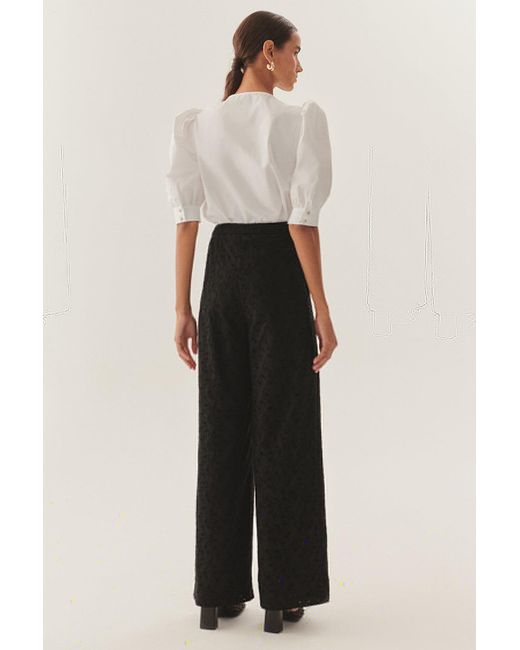 Exquise Black Broderie Anglaise Fabric Pants