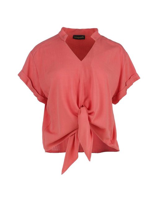 Conquista Red Tie Detail Coral Top