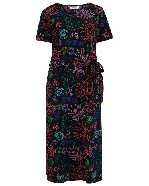 Sugarhill Black Flissy Jersey Midi Dress, Island Fiesta