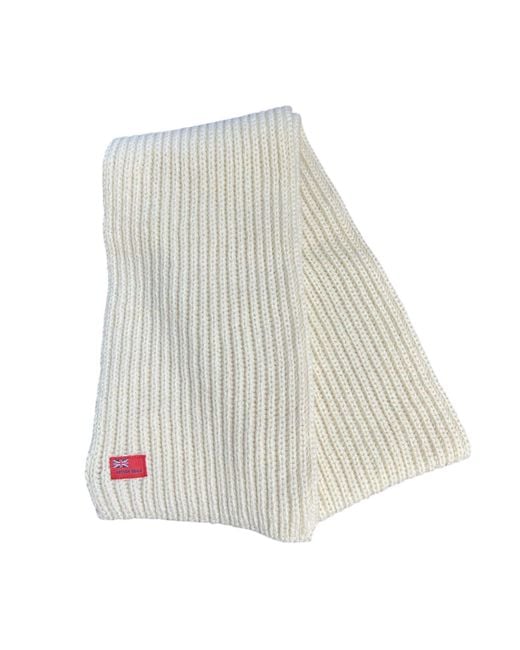 Arthur Beale White Pure British Wool Scarf for men