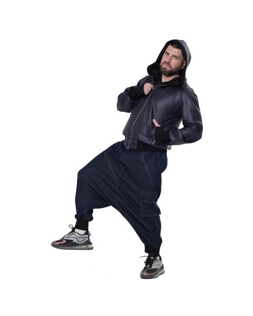 Metamorph Blue Croc-Effect Bomber Jacket for men
