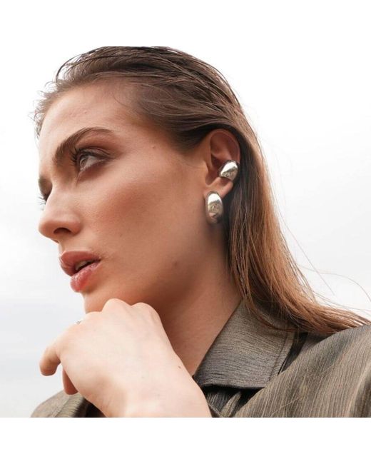 LINYA JEWELLERY Metallic Pety Half Round Hoop Earrings