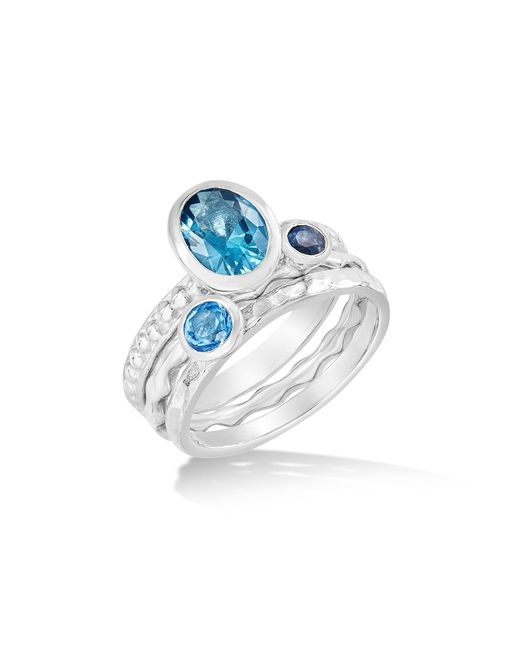 Dower & Hall Blue Sea Breeze Twinkle Stacking Rings Set