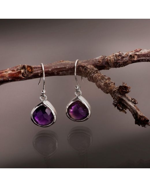 The Jewellery Store London Purple Pear-Shaped Amethyst Earrings