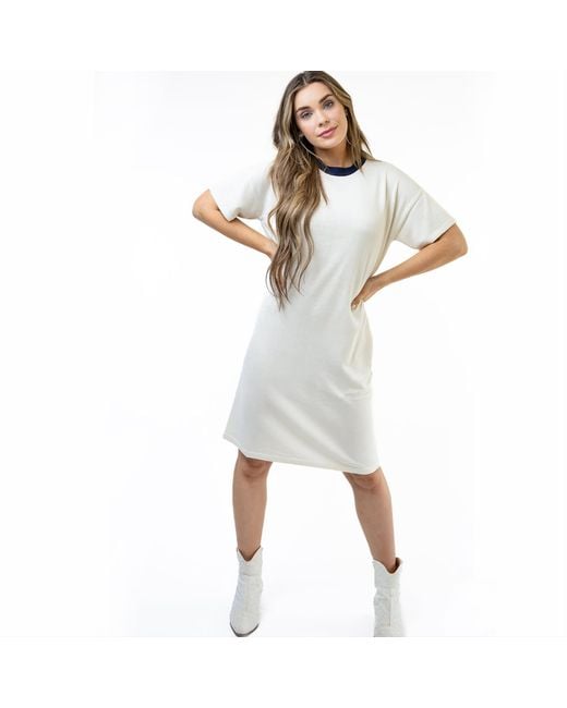 Zenzee White Silk Cashmere Tee Shirt Dress