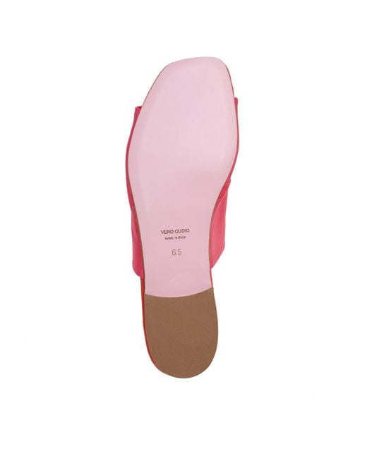 Beautiisoles by Robyn Shreiber Made in Italy Pink April Hot & Flat Slide Sandal Dressy Stretch Satin For Pool Or Day & Dressy Night