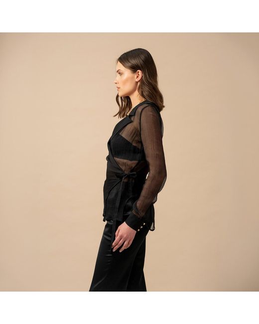 Anse Victorin Black Eva Silk Chiffon Blouse