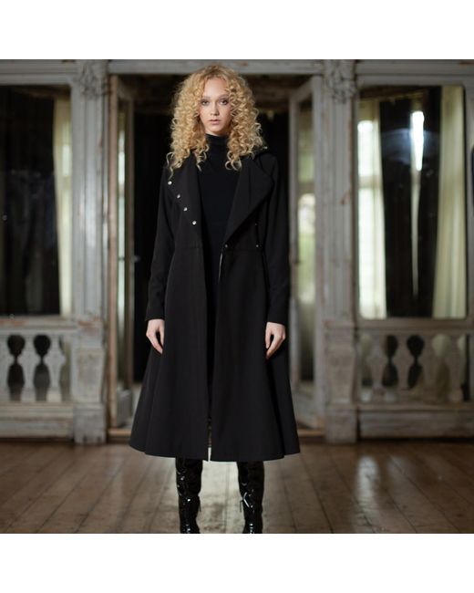 RainSisters Black Double Breasted Coat With Belt