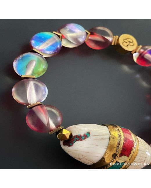 Ebru Jewelry Pink Cat Eye Beaded Mystic Bracelet